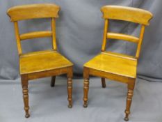 PAIR OF ANTIQUE OAK FARMHOUSE CHAIRS with curved top rail on turned front supports