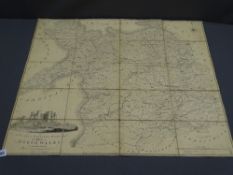 JOHN EVANS - map dated 1797, North Wales on canvas back, to SIR Watkin Williams Wynn Bart