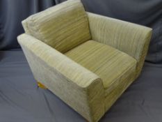 MODERN STRIPE UPHOLSTERED LARGE SIZE ARMCHAIR, 97cms W, 64cms seat depth