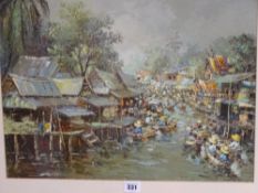 CHINESE SCHOOL oil on board, signed