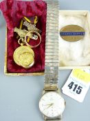 RAILWAY LONG SERVICE INTEREST and two 9ct gold rings to include a 9ct gold cased Smiths presentation