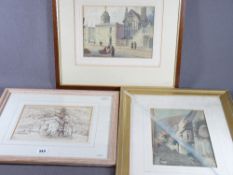 PAUL BRADDON watercolour - street scene with figures, signed and entitle label verso, 'The Market