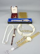 JEWELLERY & WATCHES, a collection including a 9ct gold necklace and earring set