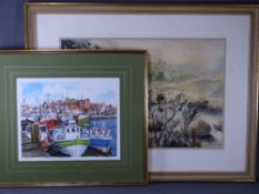 W RICHARDSON watercolour - a rocky stream, signed lower right, 36 x 53.5cms and BRYAN JONES