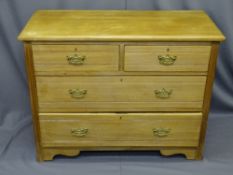 MID CENTURY CHEST OF DRAWERS in lightwood, two short over two long drawers, 82cms H, 107cms W, 50cms