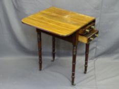 ANTIQUE TWIN-FLAP TABLE with two end drawers and two blind drawers on turned supports
