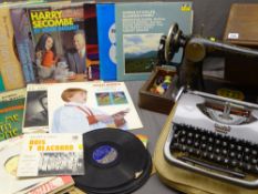 SINGER SEWING MACHINE in wooden case, 'Oliver Courier' vintage cased typewriter and a quantity of