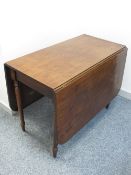 VICTORIAN MAHOGANY DROP-LEAF DINING TABLE on turned supports, 74cms H, 99cms L, 52cms W