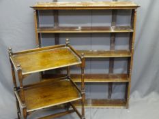 MAHOGANY WALL RACK - open four shelf with carved detail to the top and sides, 102cms H, 92cms W, and