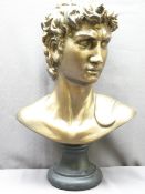 PLASTER BUST OF A CLASSICAL FIGURE, 56cms tall