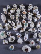 CRESTED CHINAWARE, 40 plus pieces, Wales and beyond crests including Dolbennaen, makers include