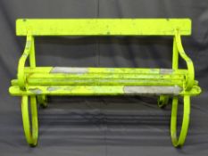 SLATTED GARDEN BENCH with scroll metal ends