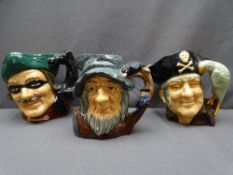 ROYAL DOULTON CHARACTER JUGS - Dick Turpin, Long John Silver and Rip Van Winkle