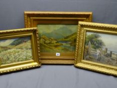 W G HUGHES watercolour - Anglesey coastal scene of a lady looking out to sea and two gilt framed