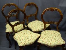 SET OF FOUR VICTORIAN ROSEWOOD SALON CHAIRS - a fine set with carved balloon backs