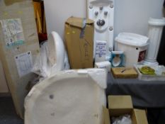 BATHROOM FITTINGS (PACKAGED AS NEW) including shower enclosure, tray, fixings, sink ETC