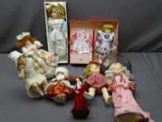 PORCELAIN HEADED DOLLS, ornaments ETC