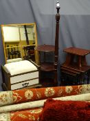 SECTIONAL MIRROR, piano stool, various tables, rugs ETC (a parcel)