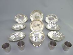 STERLING & CONTINENTAL SILVER - a quantity including a set of six lobed edge sweetmeat dishes by '