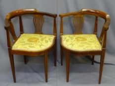 CORNER CHAIRS, a pair of antique mahogany with lyre backs