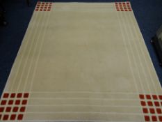 100 PERCENT WOOL HAND TUFTED MODERN RUG, 2.1m x 1.8m