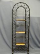 WINE RACK - multi-bottle, heavy metal with central shelves, 166cms H