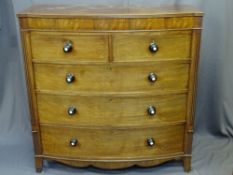 VICTORIAN BOW FRONTED CHEST, two short over three long drawers, on bracket feet, 122cms H, 122cms W