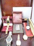 GENT'S VINTAGE & LATER WRIST WATCHES and a boxed Ronson Electronic 7 pocket lighter contained in a