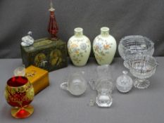 MILK GLASS VASES, a pair, 16cms H, Prince of Wales commemorative glass mug, other glassware,