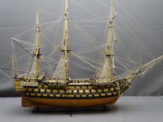 HMS VICTORY - SCRATCH BUILT MODEL, FULLY RIGGED, 75cms H x 105cms Long (on a plinth)