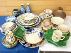 IMARI CHARGER, spongeware bowls and large quantity of period pottery
