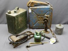 WESCO VINTAGE OIL CAN, similar petrol can marked '1953', an AA badge and similar items
