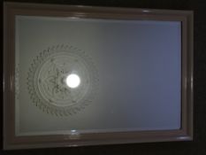 VINTAGE BEVELLED EDGE WALL MIRROR in painted frame, 102 x 71cms