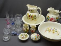 VICTORIAN WASHSTAND POTTERY and a collection of cut and other glassware