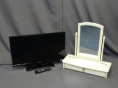 LOGIK FLATSCREEN TV/DVD COMBI and a modern white dressing table mirror with base drawer E/T