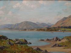 WILLIAM RUSSELL oil on board - 'Corran and Ardgour', signed, label verso, 50 x 69cms