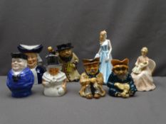 RON KIRKHAM CHARACTER JUGS, similar Welsh Lady, Coalport figurine ETC