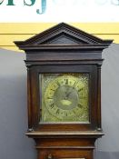 LONGCASE CLOCK, 18th Century by John Stokes, Bewdley, brass dial with steepled and pillared hood