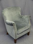GREY SUEDE EFFECT TUB STYLE ARMCHAIR