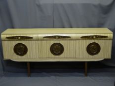 MID CENTURY ITALIAN STYLE SIDEBOARD, 78cms H, 180cms W, 44cms D