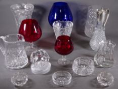 CUT GLASS & OTHER VASES, JUGS & ORNAMENTAL WARE