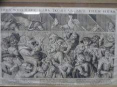 1770's ENGRAVING - 'They who have ears to hear, let them hear', 22 x 34cms