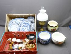 BLUE & WHITE MEAT PLATTERS, other dresser porcelain, copper lustre, lustre teaware, old chamber pots