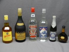 LAINE NAPOLEON RARE FRENCH BRANDY, 1ltr sealed, 2 x 70cl vodka, 1 x 70cl White Horse whisky, 1 x Ind