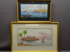 PHYLE watercolour - Middle Eastern and C GALIA watercolour - Malta, 18 x 36cms
