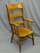 FARMHOUSE ELBOW CHAIR with high ladderback
