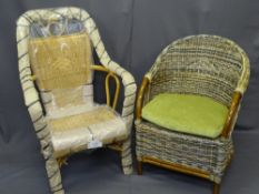 MODERN CANE & RATTAN TYPE ELBOW CHAIRS (AS NEW)