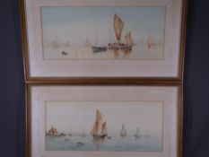 VICTORIAN SAILING BOAT WATERCOLOURS, a pair, both unsigned, 20.5 x 49cms