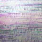 JULIA BROOKER acrylic on aluminium - abstract green and purple rows, entitled 'Downtown II', dated