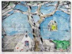 EMRYS WILLIAMS (b. 1958) unframed hand coloured etching - entitled 'Candle Burning', signed and